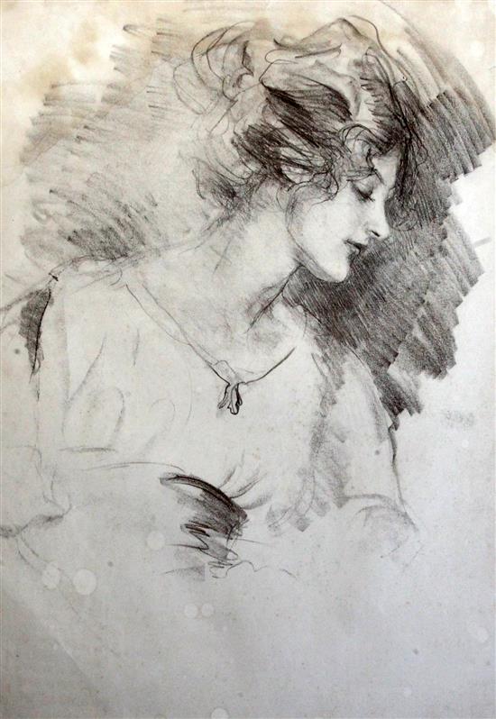 Albert de Belleroche (1864-1944) Study of a seated woman 21.5 x 19in., and another of a lady, 27 x 20in.